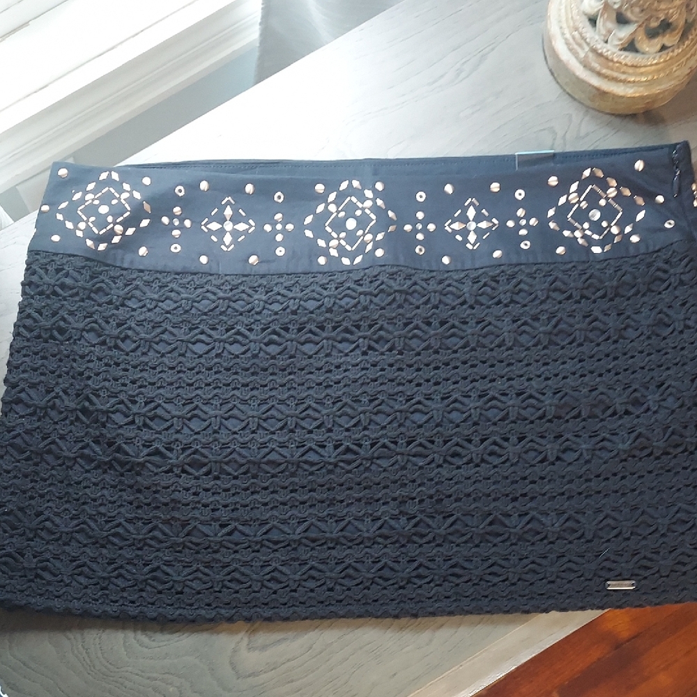 Hollister Navy Blue Mini Skirt with Embellishments Size 7